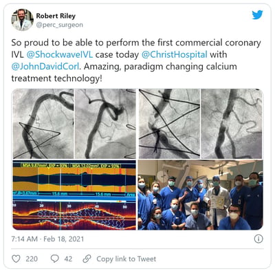 Rob Riley First Coronary IVL Case Tweet for Catalyst